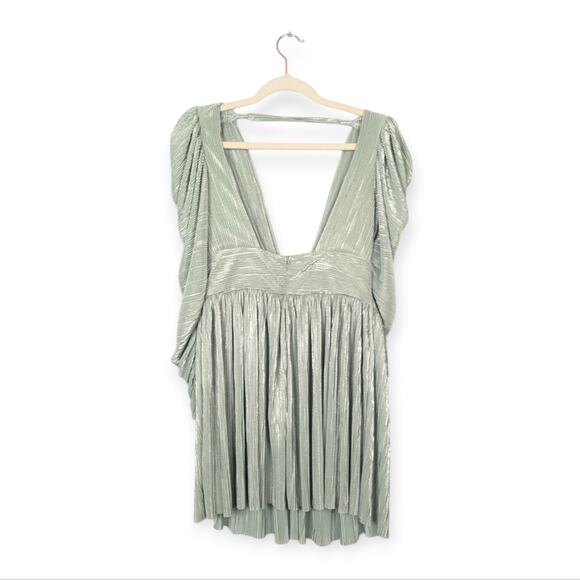 Sabina Musáyev Metallic Mint Green Morgana Long Sleeve Mini Dress Size L - Picture 3 of 13